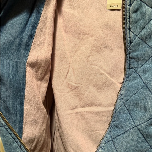 NWT Anthropologie Cloth & Stone Denim Blue Quilted Bomber Jacket - Picture 13 of 14